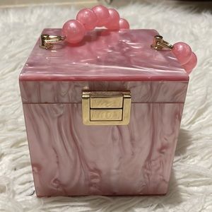 Pink Beaded box bag